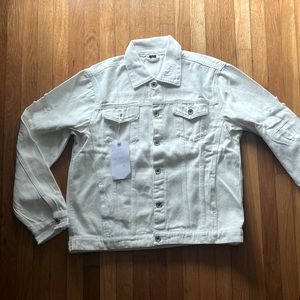 NEW White denim jacket, size Large